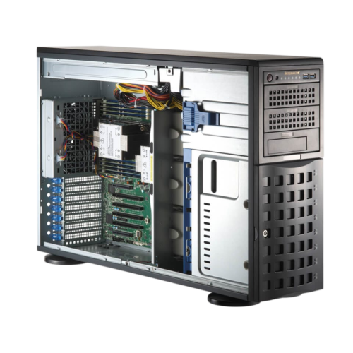 Серверная платформа/ SYS-741P-TRT (bundle4): 4U(Tower) /  2x LGA-4677 / 16x DDR5 RDIMM / 8x3.5 SATA/SAS*/NVME* /  4x PCIe 5.0 x16 FHFL / 2x PCIe 5.0 x8 FHFL / 2x PCIe 4.0 x2 NVMe M.2 / 2-Port 10GbE RJ45 / TPM / 2x 1200W Power