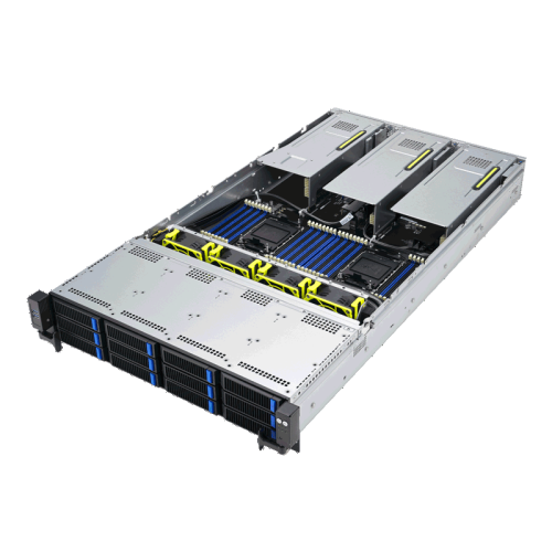 Серверная платформа/ ASUS RS720-E11-RS12U, 2U, 2 x LGA4677,  32 DIMM DDR5, 12=8 x NVMe/SAS*/SATA + 4 NVMe/SATA hs, 2 x M.2 slot, 2 x 10Gbe (X710) RJ45 port,Up to 8 slots PCIe 5.0, 1 x OCP 3.0, 1+1 1600W