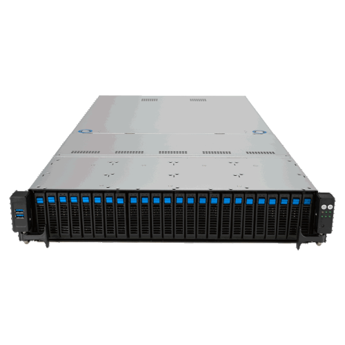 Серверная платформа/ ASUS RS521A-E12-RS24U, 2U, 1 x SP5 LGA 6096 360W, 24 x DDR5 6400/4800*, 24x 3.5'' NVMe hsb + 2x 2.5'' SATA, 2x M.2 22110, up to 1 PCIe Gen5 x8 LP + 1 OCP3.0, 2 x 1GbE RJ-45 LAN Intel i350-AM2 , 1+1 2000W