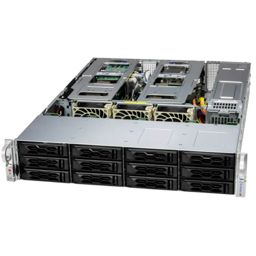 Серверная платформа/ SYS-621C-TN12R (bundle6): 2U / 2x LGA-4677 / 16x DDR5 RDIMM / 12x 3.5/2.5 NVMe*/SATA/SAS* / 1x SSD NVME 480GB, M.2 / 1x 4-Port 1GbE RJ45 / 2x 1200W Power (12 NVME config, Heatsink Upgrade)