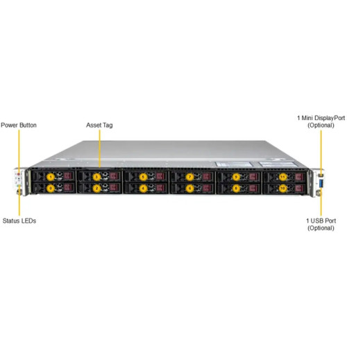 Серверная платформа/ Supermicro Server SYS-122C-TN 1U (2x LGA4710 / 32x DDR5 RDIMM / 12x Hs 2.5