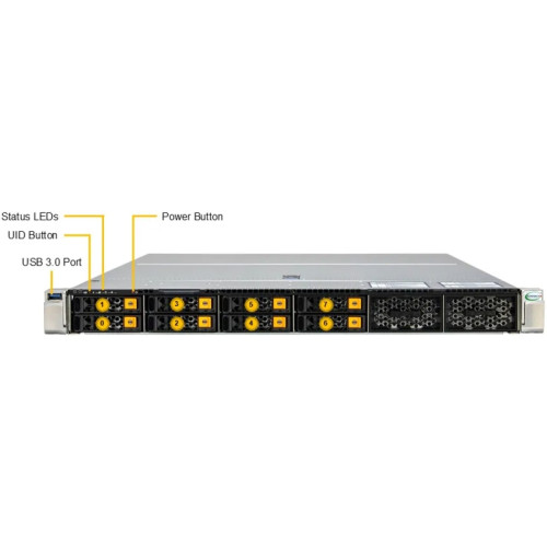 Серверная платформа/ Supermicro Server SYS-112H-TN 1U (1x LGA4710 / 16x DDR5 RDIMM / 12x Hs 2.5
