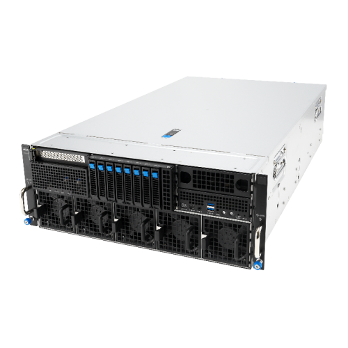 Серверная платформа/ ASUS ESC8000A-E13P, 4U, 2x  SP5 (LGA 6096),24x DDR5 6400, 8x 2.5'' hsb NVME, up to 14x PCIe*, 2x M.2 22110 NVME, 1x 2-port 10Gbe RJ-45 Intel 710 LAN, up to 8 dual-slot GPUs, 3+1 3200W