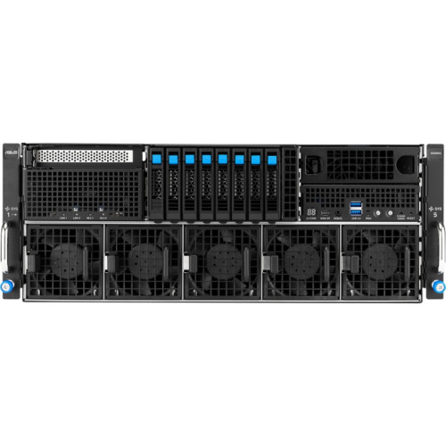 Серверная платформа/ ASUS ESC8000A-E13 SKU2, 4U, 2x SP5 LGA6096 (500W), 24x DDR5 6400, 4x 2.5 NVME + 4x 2.5 SATA/SAS*, Up to 11 slots, 8 x PCIe x16 for 2-slot GPU, 1 x PCIe x16 for NIC/BlueField-3 card, 1 x PCIe x16 for NIC, 1 x PCIe x16 for HBA/RAID card Серверная платформа/ ASUS ESC8000A-E13 SKU2, 4U, 2x SP5 LGA6096 (500W), 24x DDR5 6400, 4x 2.5 NVME + 4x 2.5 SATA/SAS*, Up to 11 slots, 8 x PCIe x16 for 2-slot GPU, 1 x PCIe x16 for NIC/BlueField-3 card, 1 x PCIe x16 for NIC, 1 x PCIe x16 for HBA/RAID card