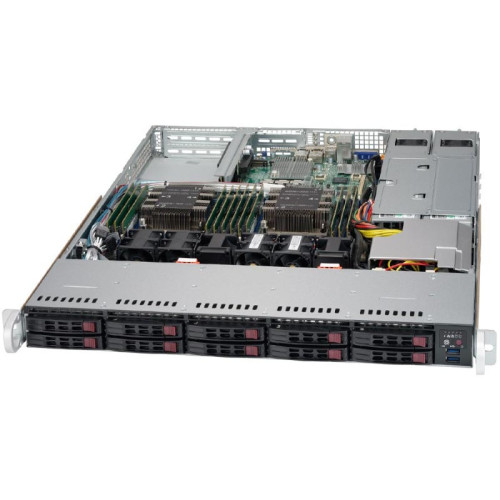 Серверная платформа/ Supermicro SuperServer SYS-1029P-WTRT 1U Ultra, 10 Hot-swap 2.5'' drive bays (2 NVMe opt.) w/ 2 Xeon Scalable Processors support, C621 chipset, 750W PS (redundant, Platinum), 2x 10GBase-T