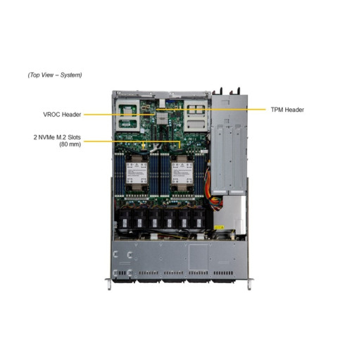 Серверная платформа/ SYS-121C-TN10R (bundle10): 1U / 2x LGA-4677 / 16x DDR5 RDIMM / 10x 2.5 NVMe/SAS*/SATA* / 2x PCIe 5.0 x16 FHHL / 2x PCIe 5.0 x4 NVMe M.2 / 1x 2-Port 1GbE RJ45 / TPM / 2x 860W Power (10 NVME config)