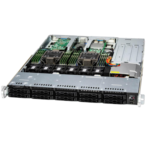 Серверная платформа/ SYS-121C-TN10R (bundle11): 1U / 2x LGA-4677 / 16x DDR5 RDIMM / 10x 2.5 NVMe*/SAS*/SATA / 2x PCIe 5.0 x16 FHHL / 2x PCIe 5.0 x4 NVMe M.2 / 1x 2-Port 1GbE RJ45 / TPM / 2x 860W Power (10 SATA config)