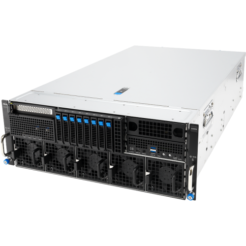 Серверная платформа/ ASUS ESC8000A-E13 SKU2, 4U, 2x SP5 LGA6096 (500W), 24x DDR5 6400, 4x 2.5 NVME + 4x 2.5 SATA/SAS*, Up to 11 slots, 8 x PCIe x16 for 2-slot GPU, 1 x PCIe x16 for NIC/BlueField-3 card, 1 x PCIe x16 for NIC, 1 x PCIe x16 for HBA/RAID card