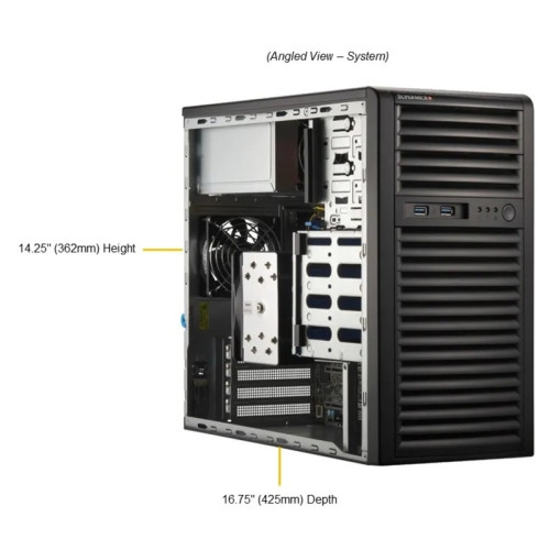 Серверная платформа/ Supermicro Mainstream Server Mini-Tower, 1x LGA1718 (AMD EPYC™ 4004 / 4005; Ryzen™ 7000 / 9000), 4x DDR5 Up to 192GB, 4x fixed 3.5