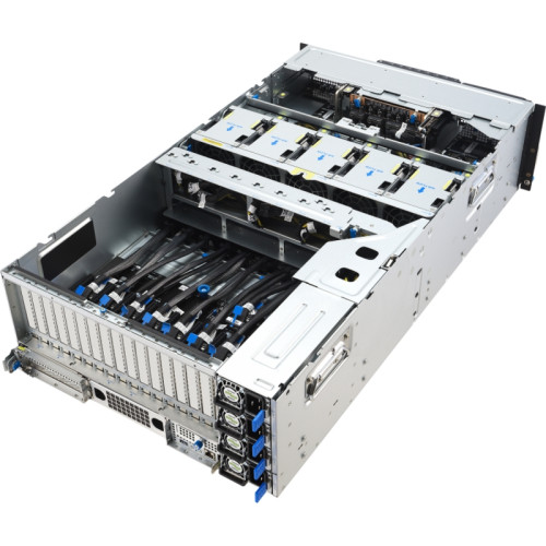 Серверная платформа/ ASUS ESC8000A-E13 SKU2, 4U, 2x SP5 LGA6096 (500W), 24x DDR5 6400, 4x 2.5 NVME + 4x 2.5 SATA/SAS*, Up to 11 slots, 8 x PCIe x16 for 2-slot GPU, 1 x PCIe x16 for NIC/BlueField-3 card, 1 x PCIe x16 for NIC, 1 x PCIe x16 for HBA/RAID card Серверная платформа/ ASUS ESC8000A-E13 SKU2, 4U, 2x SP5 LGA6096 (500W), 24x DDR5 6400, 4x 2.5 NVME + 4x 2.5 SATA/SAS*, Up to 11 slots, 8 x PCIe x16 for 2-slot GPU, 1 x PCIe x16 for NIC/BlueField-3 card, 1 x PCIe x16 for NIC, 1 x PCIe x16 for HBA/RAID card
