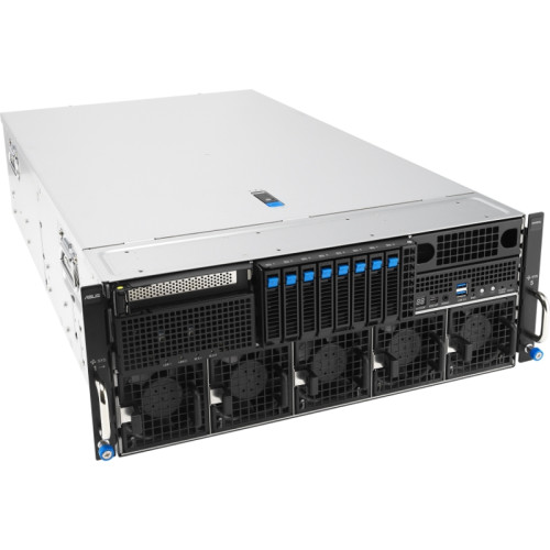 Серверная платформа/ ASUS ESC8000A-E13 SKU2, 4U, 2x SP5 LGA6096 (500W), 24x DDR5 6400, 4x 2.5 NVME + 4x 2.5 SATA/SAS*, Up to 11 slots, 8 x PCIe x16 for 2-slot GPU, 1 x PCIe x16 for NIC/BlueField-3 card, 1 x PCIe x16 for NIC, 1 x PCIe x16 for HBA/RAID card Серверная платформа/ ASUS ESC8000A-E13 SKU2, 4U, 2x SP5 LGA6096 (500W), 24x DDR5 6400, 4x 2.5 NVME + 4x 2.5 SATA/SAS*, Up to 11 slots, 8 x PCIe x16 for 2-slot GPU, 1 x PCIe x16 for NIC/BlueField-3 card, 1 x PCIe x16 for NIC, 1 x PCIe x16 for HBA/RAID card