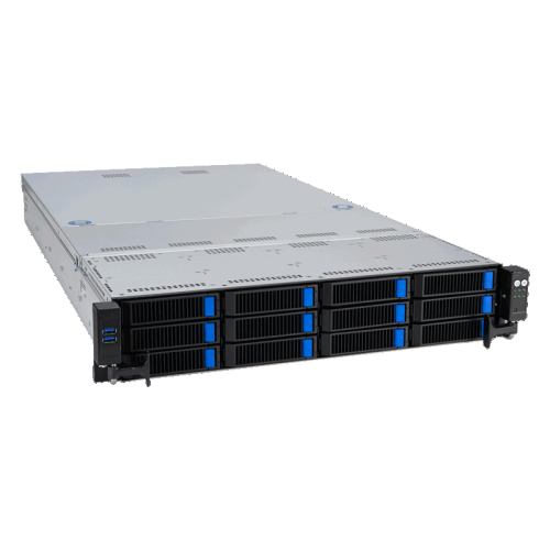 Серверная платформа/ ASUS RS521A-E12-RS12U, 2U, 1 x  SP5 (LGA 6096) 4th/5th gen AMD EPYC (STD HS up to 400W), 24 x DIMM slots DDR5 (6400/5600 with 9005 series, 4800 with 9004 series), Up to 5xPCIe Gen5 + 1 OCP3.0, 12 x 3.5