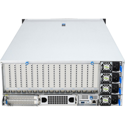 Серверная платформа/ ASUS ESC8000A-E13 SKU2, 4U, 2x SP5 LGA6096 (500W), 24x DDR5 6400, 4x 2.5 NVME + 4x 2.5 SATA/SAS*, Up to 11 slots, 8 x PCIe x16 for 2-slot GPU, 1 x PCIe x16 for NIC/BlueField-3 card, 1 x PCIe x16 for NIC, 1 x PCIe x16 for HBA/RAID card Серверная платформа/ ASUS ESC8000A-E13 SKU2, 4U, 2x SP5 LGA6096 (500W), 24x DDR5 6400, 4x 2.5 NVME + 4x 2.5 SATA/SAS*, Up to 11 slots, 8 x PCIe x16 for 2-slot GPU, 1 x PCIe x16 for NIC/BlueField-3 card, 1 x PCIe x16 for NIC, 1 x PCIe x16 for HBA/RAID card