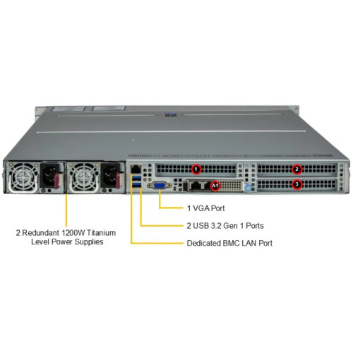 Серверная платформа/ Supermicro Server SYS-112H-TN 1U (1x LGA4710 / 16x DDR5 RDIMM / 12x Hs 2.5