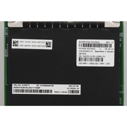 Broadcom NetXtreme E-Series N425G Quad-Port 25 Gb/s SFP28 Ethernet PCI Express 4.0 x16 OCP 3.0 SFF (Lenovo OEM)