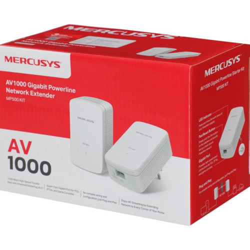 Сетевой адаптер HomePlug AV Mercusys MP500 KIT AV1000 Gigabit Ethernet (упак.:2шт)