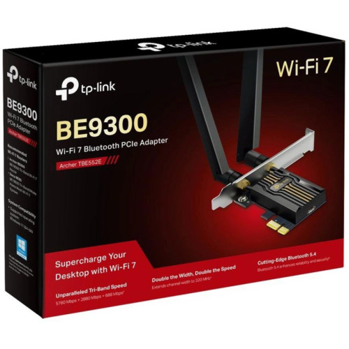 Сетевой адаптер Wi-Fi + Bluetooth TP-Link Archer TBE552E BE9300 PCI (ант.внеш.съем) 2ант.