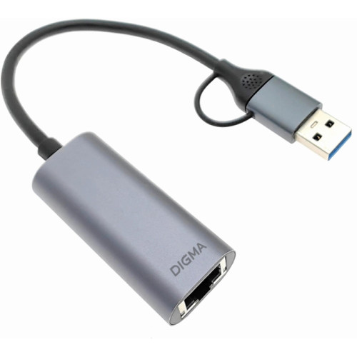 Сетевой адаптер Gigabit Ethernet Digma DLA-GEUC01 USB 3.0 Сетевой адаптер Gigabit Ethernet Digma DLA-GEUC01 USB 3.0