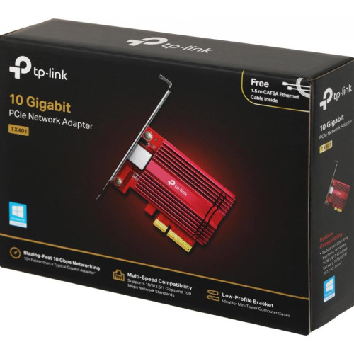 Сетевой адаптер/ 10 Gigabit PCI-E network adapter, 1 PCI Express 3.0 X4 interface, 1 100/1000/10000Mbps Ethernet port, come with Low-Profile and Full-Height Brackets