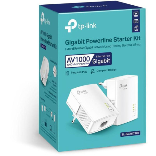 Сетевой адаптер Powerline TP-Link TL-PA7017 KIT AV1000 Gigabit Ethernet (упак.:2шт)
