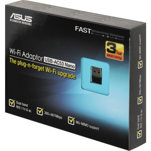 Сетевой адаптер Wi-Fi Asus USB-AC53 Nano AC1200 USB 2.0