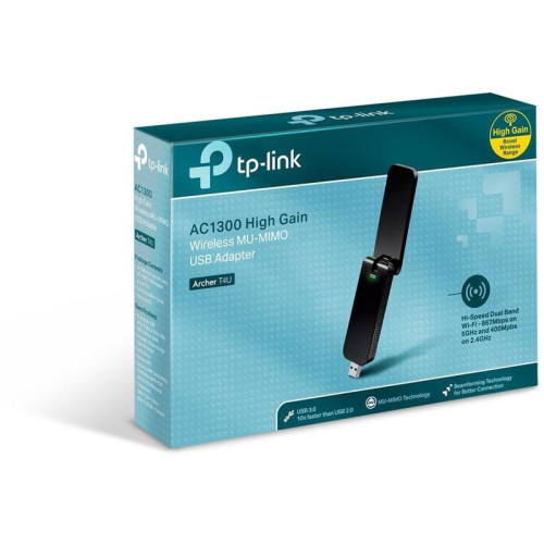 Сетевой адаптер Wi-Fi TP-Link Archer T4U AC1300 USB 3.0 (ант.внеш.несъем.)