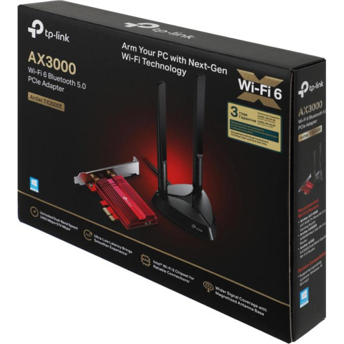 Сетевой адаптер Wi-Fi + Bluetooth TP-Link Archer TX3000E AX3000 PCI Express (ант.внеш.съем) 2ант.