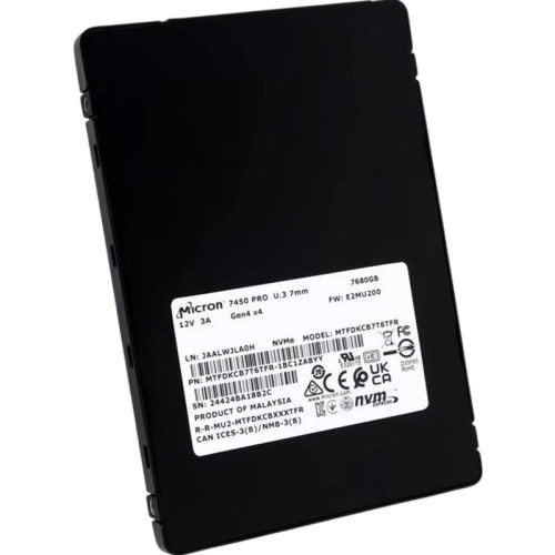 Твердотельный накопитель/ Micron SSD 7450 PRO, 7680GB, U.3(2.5