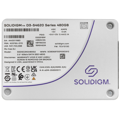 Solidigm SSD D3-S4620 Series, 480GB, 2.5