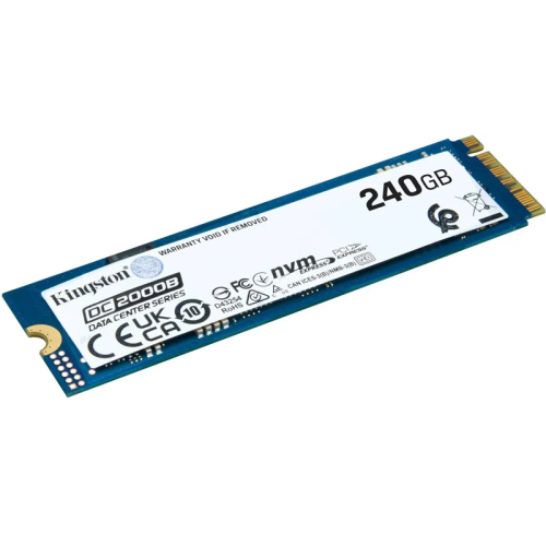Твердотельный накопитель/ Kingston SSD DC2000B 240GB, M.2 22x80mm, NVMe, PCIe Gen 4x4, 3D TLC, R/W 4500/400MB/s, IOPs 260 000/18 000, TBW 175, DWPD 0.4 (12 мес)
