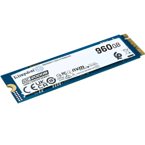 Твердотельный накопитель/ Kingston SSD DC2000B 960GB, M.2 22x80mm, NVMe, PCIe Gen 4x4, 3D TLC, R/W 7000/1300MB/s, IOPs 540 000/47 000, TBW 700, DWPD 0.4 (12 мес)