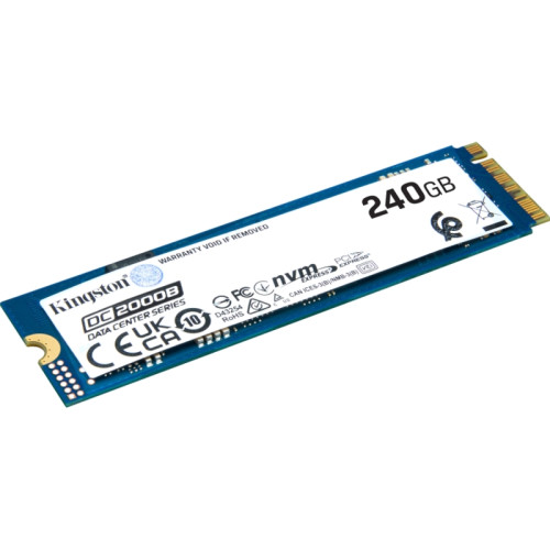 Твердотельный накопитель/ Kingston SSD DC2000B 240GB, M.2 22x80mm, NVMe, PCIe Gen 4x4, 3D TLC, R/W 4500/400MB/s, IOPs 260 000/18 000, TBW 175, DWPD 0.4 No Heatsink) (12 мес)