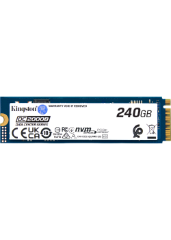 Твердотельный накопитель/ Kingston SSD DC2000B 240GB, M.2 22x80mm, NVMe, PCIe Gen 4x4, 3D TLC, R/W 4500/400MB/s, IOPs 260 000/18 000, TBW 175, DWPD 0.4 No Heatsink) (12 мес)