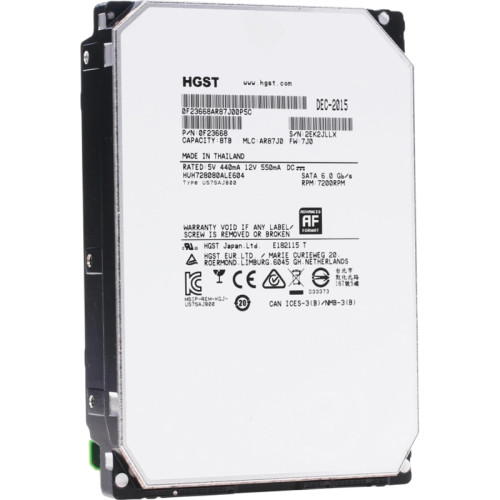 Жесткий диск/ RECERTIFIED HDD HGST SATA Server 8Tb Ultrastar 7200 6Gb/s 128MB 0F23668 1 year warranty (replacement WUS721210BLE6L4, WUS721208BLE604, HUS728T8TALE6L4, MG08ADA800E, MG10ADA800E, ST8000NM017B) RECERTIFIED