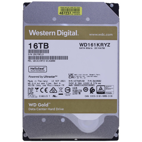 Жесткий диск/ HDD WD SATA3 16Tb Gold 7200 512mb  1 year warranty