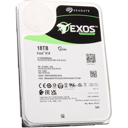 Жесткий диск Seagate SAS 3.0 18Tb ST18000NM004J Server Exos X18 512E (7200rpm) 256Mb 3.5