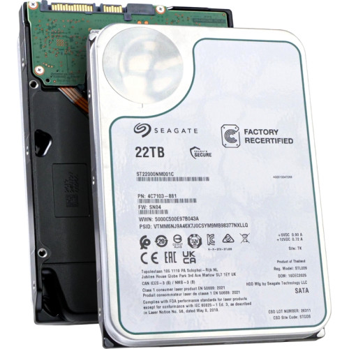 Жесткий диск/ HDD Seagate SATA3 22Tb Exos X22 7200 512Mb OFFICIAL RECERTIFIED 1 year warranty Жесткий диск/ HDD Seagate SATA3 22Tb Exos X22 7200 512Mb OFFICIAL RECERTIFIED 1 year warranty