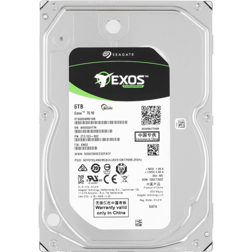 Жесткий диск/ HDD Seagate SATA Exos 7E10  6Tb 7200  256Mb 1 year warranty (replacement ST6000NM021A)
