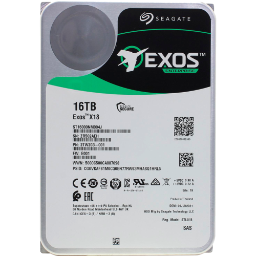 Жесткий диск Seagate SAS 3.0 16Tb ST16000NM004J Exos X18 512E (7200rpm) 256Mb 3.5