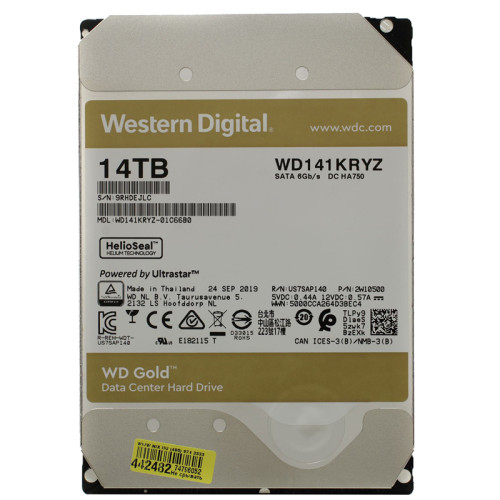 Жесткий диск/ HDD WD SATA3 14Tb Gold 7200 512mb  1 year warranty