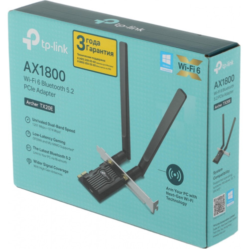 Сетевой адаптер TP-LINK Archer TX20E AX1800 Dual Band Wi-Fi 6 Bluetooth PCI Express Adapter