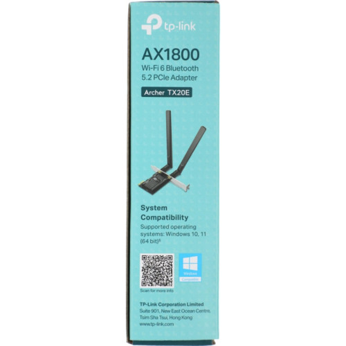 Сетевой адаптер TP-LINK Archer TX20E AX1800 Dual Band Wi-Fi 6 Bluetooth PCI Express Adapter