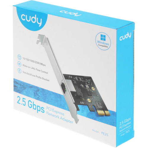 Адаптер PCI-E/ 2.5Gbps PCI Express Adapter, Realtek Chipset, 2.5G/1000M/100M/10M Auto Adaptive,  IEEE802.3ad,  IEEE802.3az, IEEE802.1Q, IEEE802.1p, IEEE 802.3x Flow Control, IEEE802.3z, IEEE802.2,Jumbo Frame, Compatiable with Windows, Windows Server 2003,