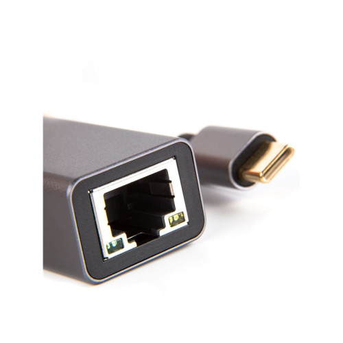 Кабель-переходник/ Кабель-переходник USB 3.1 Type-C -->RJ-45 1000Mbps Ethernet, Aluminum Shell, 0.15м VCOM <DU320M>