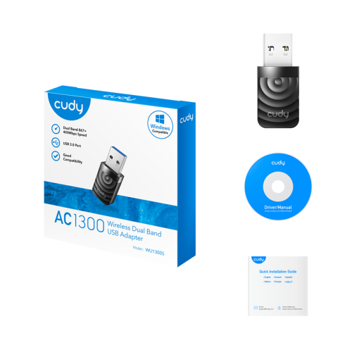 Адаптер Wi-Fi/ 1300Mbps High Gain Wi-Fi USB 3.0 Adapter, 802.11ac/a/b/g/n, 867Mbps at 5GHz + 400Mbps at 2.4GHz, USB 3.0