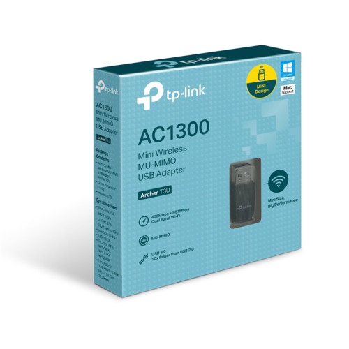 Адаптер Wi-Fi/ AC1300 Mini Wireless MU-MIMO USB Adapter，Mini Size, 867Mbps at 5GHz + 400Mbps at 2.4GHz, USB 3.0