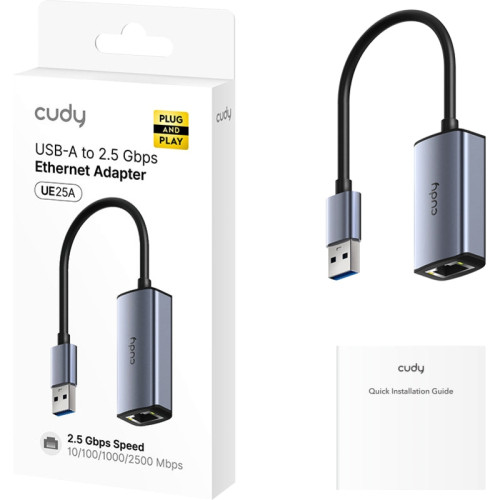 Адаптер/ Aluminum Portable USB-C to 2.5G Ethernet Adapter, Compatible with Laptop, MacBook, Surface, PC with Windows, XP, Mac/Linux and more