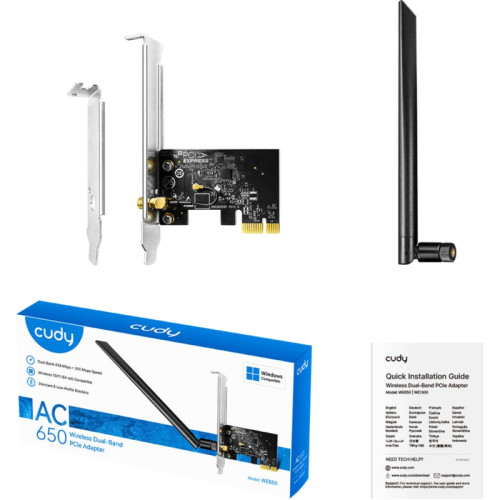 Адаптер Wi-Fi/ AC650 Dual Band Wi-Fi PCIe Adapter, 433Mbps at 5GHz + 200Mbps at 2.4GHz,1 5dBi Antenna, Windows 10/11, Dual Brackets, Windows 10/11; Адаптер Wi-Fi/ AC650 Dual Band Wi-Fi PCIe Adapter, 433Mbps at 5GHz + 200Mbps at 2.4GHz,1 5dBi Antenna, Windows 10/11, Dual Brackets, Windows 10/11;