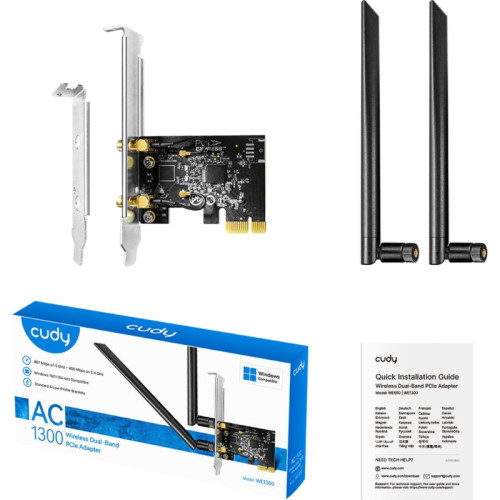 Адаптер Wi-Fi/ AC1300 Dual Band Wi-Fi PCIe Adapter, 867Mbps at 5GHz + 400Mbps at 2.4GHz,2 5dBi Antennas, Dual Brackets, Windows 10/8.1/8/7 Адаптер Wi-Fi/ AC1300 Dual Band Wi-Fi PCIe Adapter, 867Mbps at 5GHz + 400Mbps at 2.4GHz,2 5dBi Antennas, Dual Brackets, Windows 10/8.1/8/7