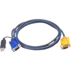 Шнур, мон., клав.+мышь USB, SPHD15=>HD DB15+USB A-Тип, Male-2xMale,  8+4 проводов, опрессованный,   1.8 метр., черный/ Intelligent CABLE HD15M/USBAM 1.8M